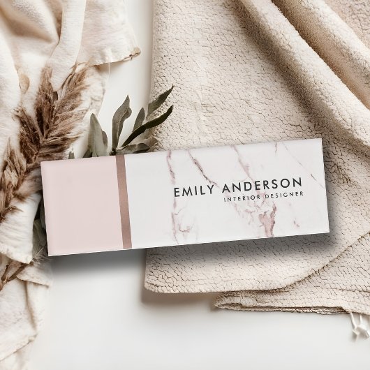 BADGE D'IDENTIFICATION TEXTURE EN MARBRE ROSE GOLD PÂLE MODERNE
