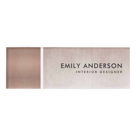 BADGE D'IDENTIFICATION TEXTURE MODERNE DOUCE ROSE ROSE ROSE OR SHIMMER (Devant)