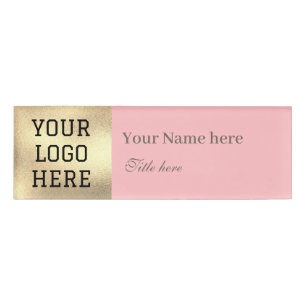 Badge D'identification Titre du logo personnalisé Entreprise rose simple
