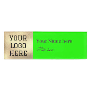 Badge D'identification Titre du logo personnalisé Simple Neon Green Busin