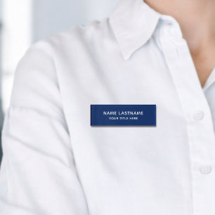 Badge D'identification Titre Minimaliste Moderne Bleu Marine Simple De Ba