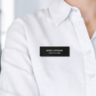 Badge D'identification Titre Moderne Minimaliste Noir Simple De Base