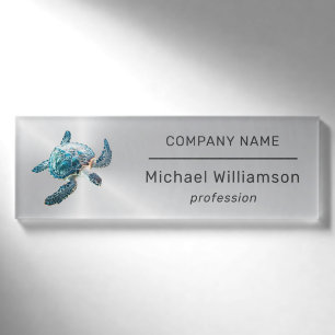 Badge D'identification Tortue de mer Agent immobilier moderne de la plage