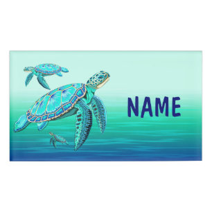 Badge D'identification Tortue de mer Turquoise Vie océanique