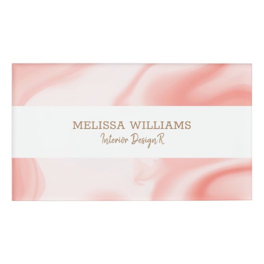 Badge D'identification Tourbillons de marbre liquide rose-or (Devant)