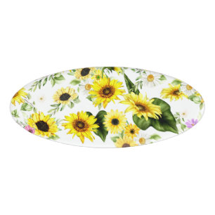 Badge D'identification Tournesol d'aquarelle 7