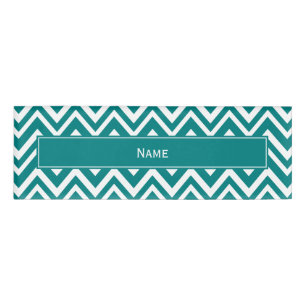 Badge D'identification Turquoise et blanc Motif Chevron