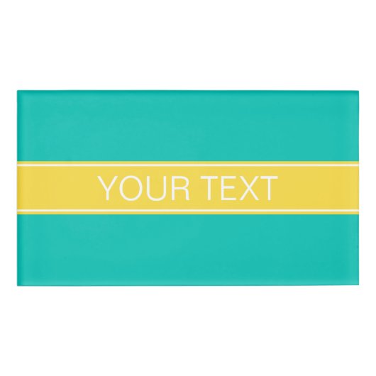 Badge D'identification Turquoise solide, ananas Nom du ruban Monogramme (Devant)