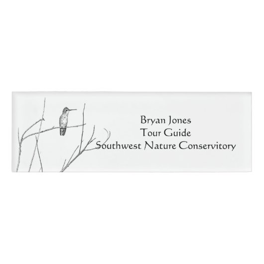 Badge D'identification Un colibri sur un bâton (Devant)