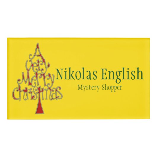 Badge D'identification Un joyeux sapin de Noël + vos idées (Devant)
