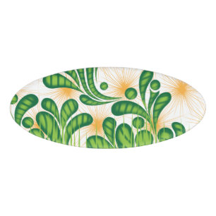 Badge D'identification Un motif artistique vert et or représentant un arb