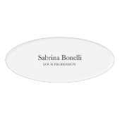 Badge D'identification Unique Élégant Plat Simple Blanc (Devant)