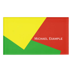 Badge D'identification Uniquement Arrière - plan couleur - vert jaune + v