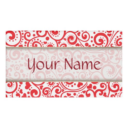 Badge D'identification Valentines - coeurs rouges et remous sans couture (Devant)