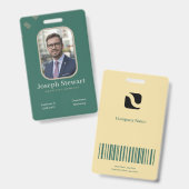 Badge d'identification vert émeraude moderne pour (Avant & arrière)