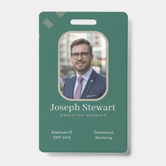 Badge d'identification vert émeraude moderne pour (Avant)