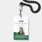 Badge d'identification vert et gris pour employé p (Avant avec lanière)
