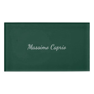 Badge D'identification Vert foncé Élégant Casual Propre Nom Écriture manu