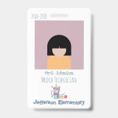 Badge d'identification vertical blanc pour bibliot (Avant)
