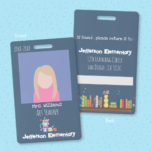 Badge d'identification vertical bleu pour professe