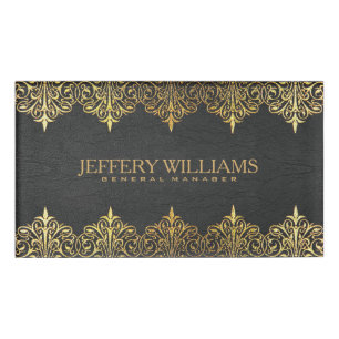 Badge D'identification Vintage cadre en cuir noir