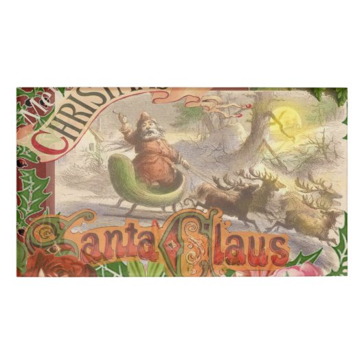 Badge D'identification Vintage Noël Père Noël Sleigh (Devant)