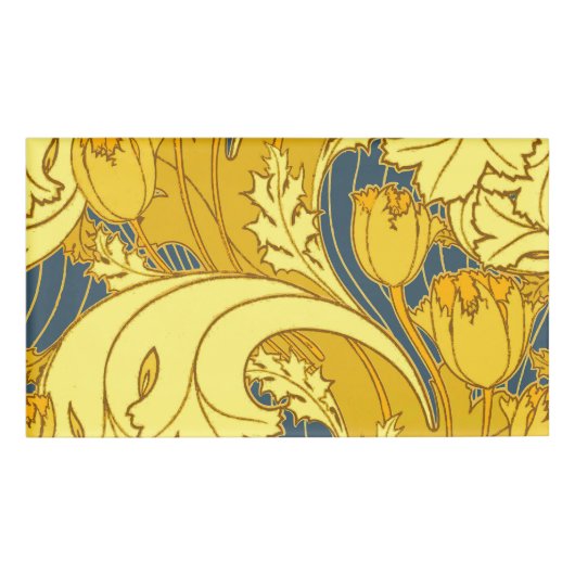 Badge D'identification Vintage Tulip Blue Gold Motif (Devant)