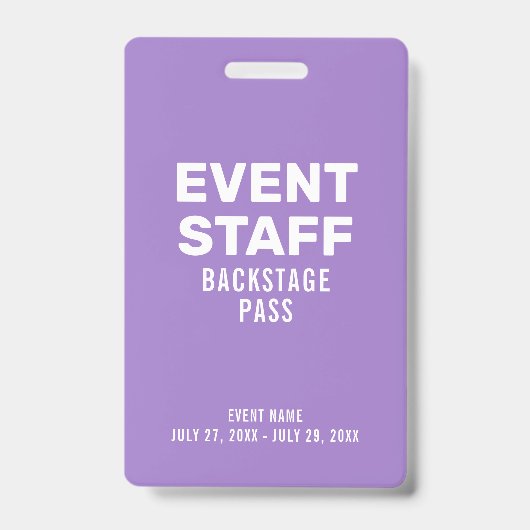 Badge d'identification violet pour le personnel de (Avant)
