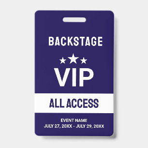 Badge d'identification VIP Backstage Accès illimit