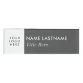 Badge D'identification Votre logo ici Grey Elegant Blanc Titre (Devant)