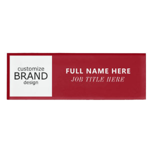 Badge D'identification Votre logo personnalisé Bourgogne & blanc Titre ma