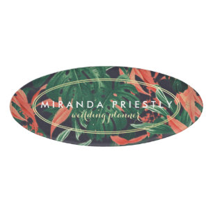 Badge D'identification Wedding planner Plante Tropical Gold Frame