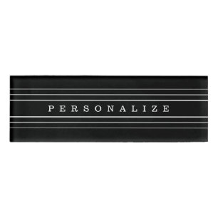 Badge D'identification Your Custom Text & Modern Stripes Black & White