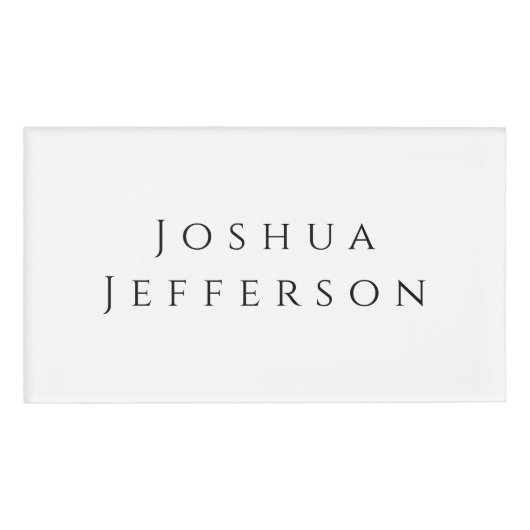 Badge D'identification Your Name Professional Creative Plain Black White (Devant)