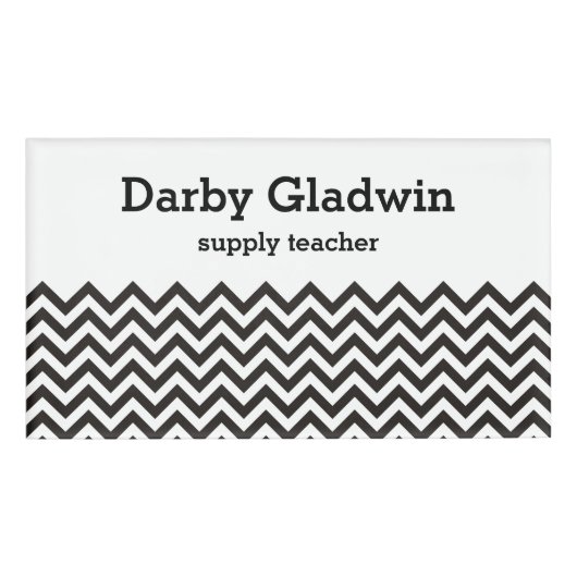 Badge D'identification ZIGZAG pattern - black + your background & ideas (Devant)
