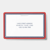 Badge d'identité avec bordure rouge et bleue Nom T (Arrière)