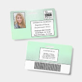 Badge d'identité avec photo et dégradé de menthe p (Avant & arrière)