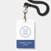 Badge d'identité bleu de l'employé du logo d'entre (Avant avec lanière)