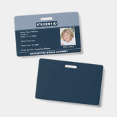 Badge d'identité bleu pour élève à domicile (Avant & arrière)