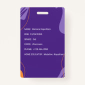 Badge d'identité de l'élève de l'école d'accueil | (Dos)