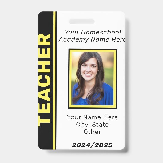 Badge d'identité de l'enseignant de l'école à domi (Front)