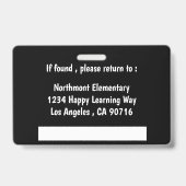 Badge d'identité de l'enseignant en tableau noir a (Back)