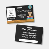 Badge d'identité de l'enseignant en tableau noir a (Front & Back)