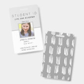 Badge d'identité d'élève à domicile | Moderne Gris (Avant & arrière)