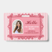 Badge d'identité d'employé à cadre orné rose avec (Avant)