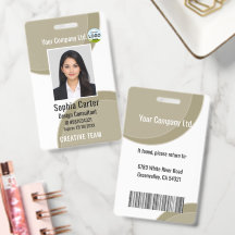 Badge d'identité d'employé avec nom de photo perso