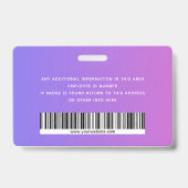 Badge d'identité d'employé avec photo, code-barres (Arrière)