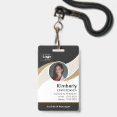 Badge d'identité d'employé d'entreprise moderne de (Avant avec lanière)