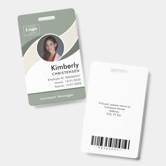 Badge d'identité d'employé d'entreprise moderne de (Avant & arrière)