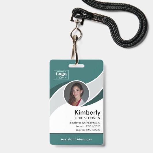 Badge d'identité d'employé d'entreprise moderne de (Avant avec lanière)